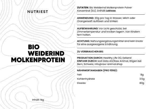 Protéine de lactosérum de qualité supérieure issue de lait biologique nourri au pâturage