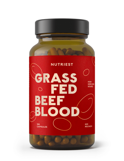 Dried organic grass-fed beef blood in capsules