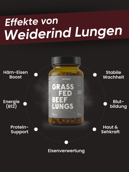 Getrocknete Bio Weiderind Lungen in Kapseln