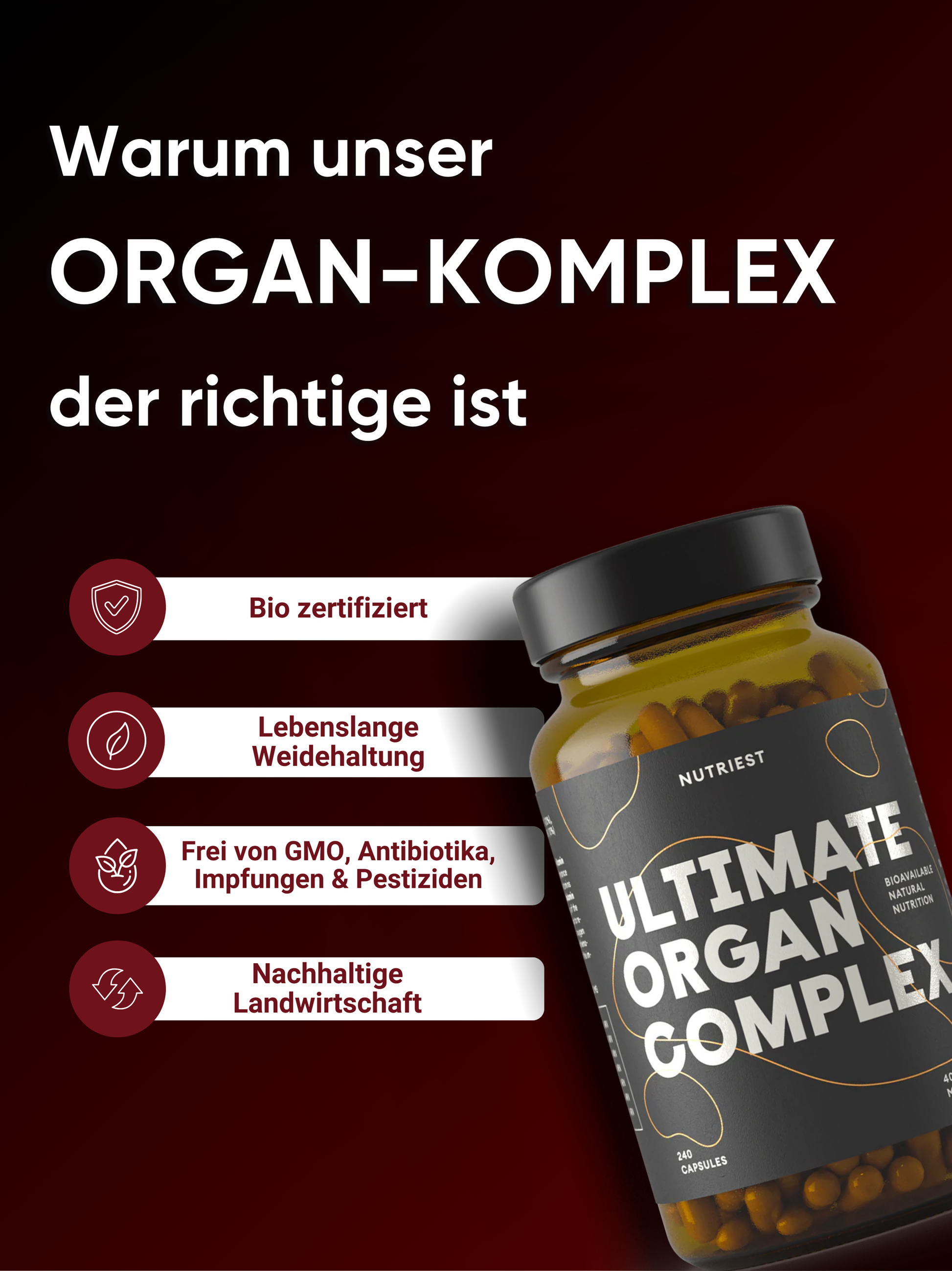 Getrockneter Bio Weiderind Ultimate Organ-Komplex in Kapseln - Raw Animal