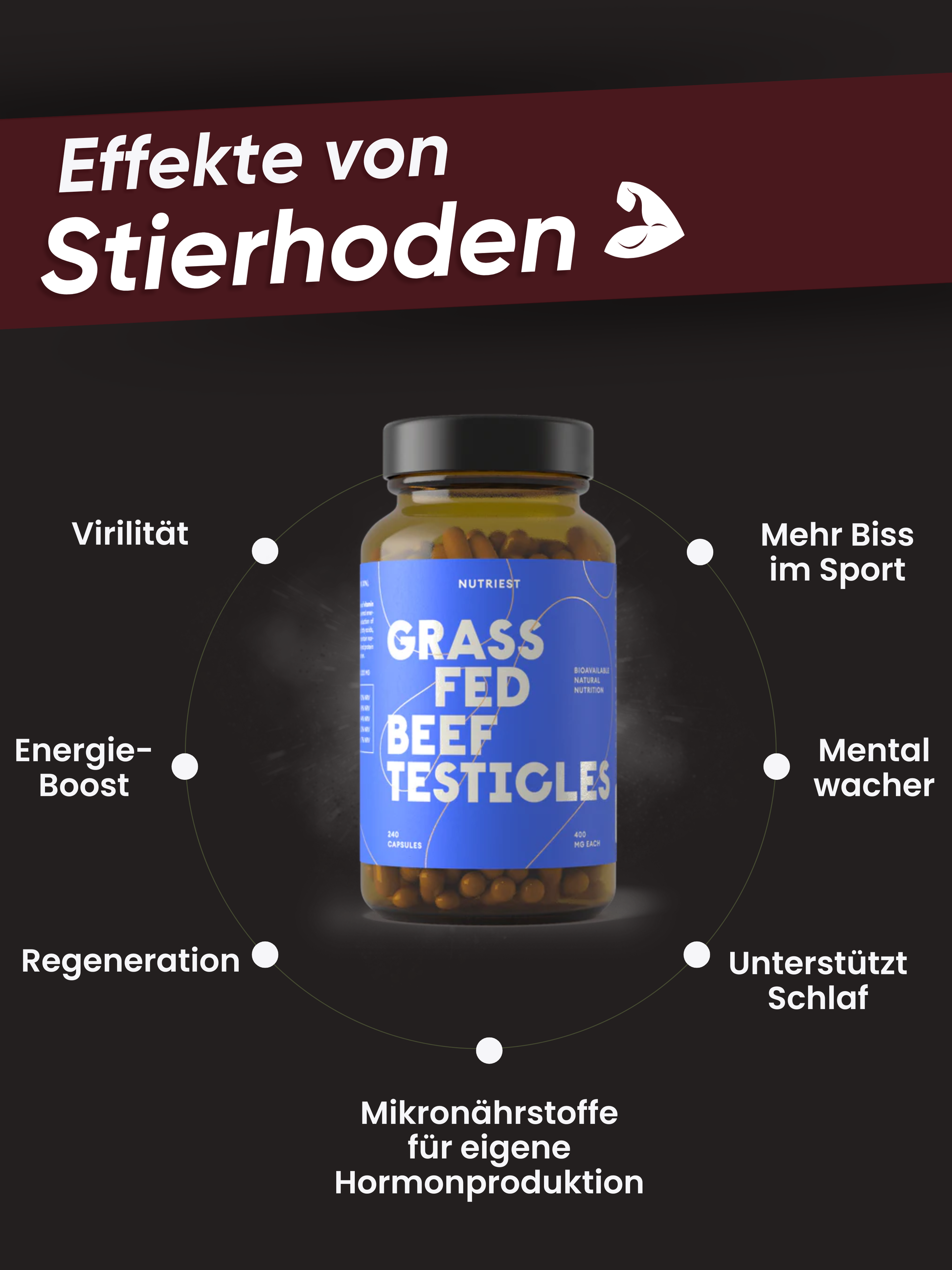 Getrocknete Bio Weiderind Hoden (Stierhoden) in praktischer Kapsel - Raw Animal