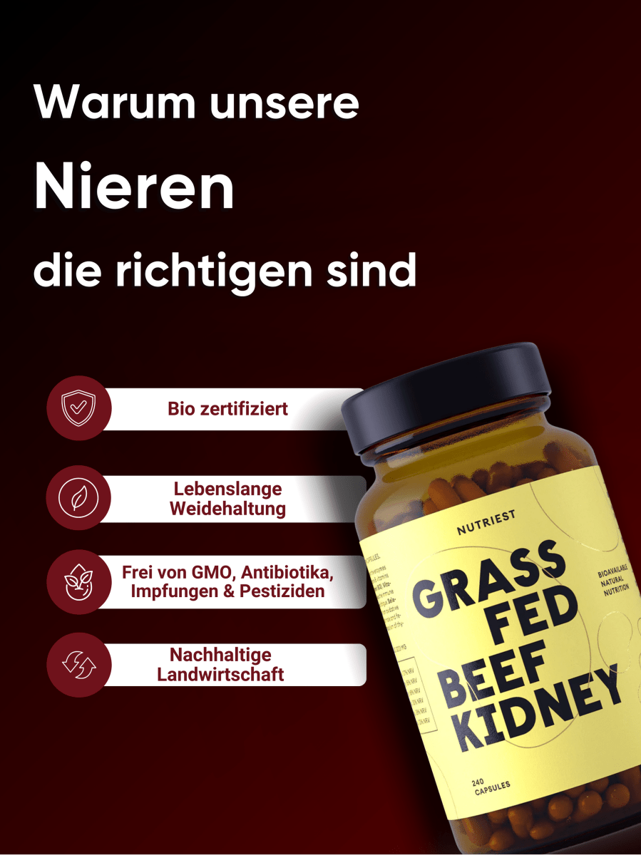 Getrocknete Bio Weiderind Nieren in Kapseln NUTRIEST - Raw Animal