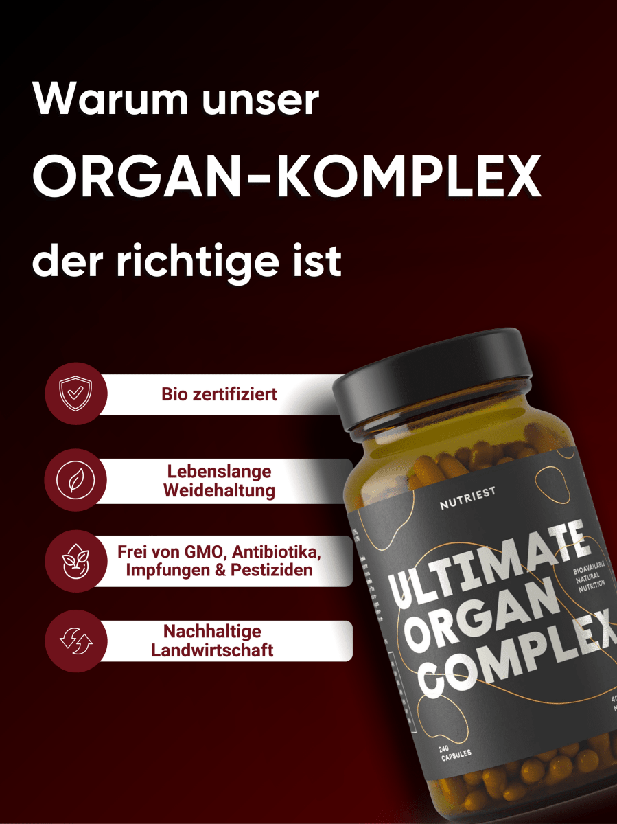 Getrockneter Bio Weiderind Ultimate Organ-Komplex in Kapseln NUTRIEST - Raw Animal